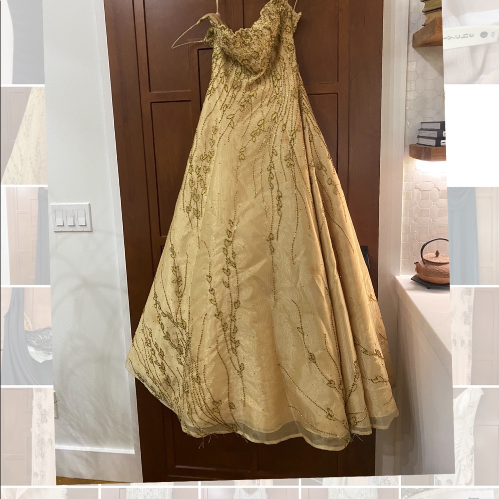 Gold princess style evening gown